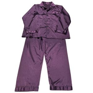 Tony & Candice Womens Satin PJ Set Size XL Long Sleeve Lounge Whimsigoth Purple